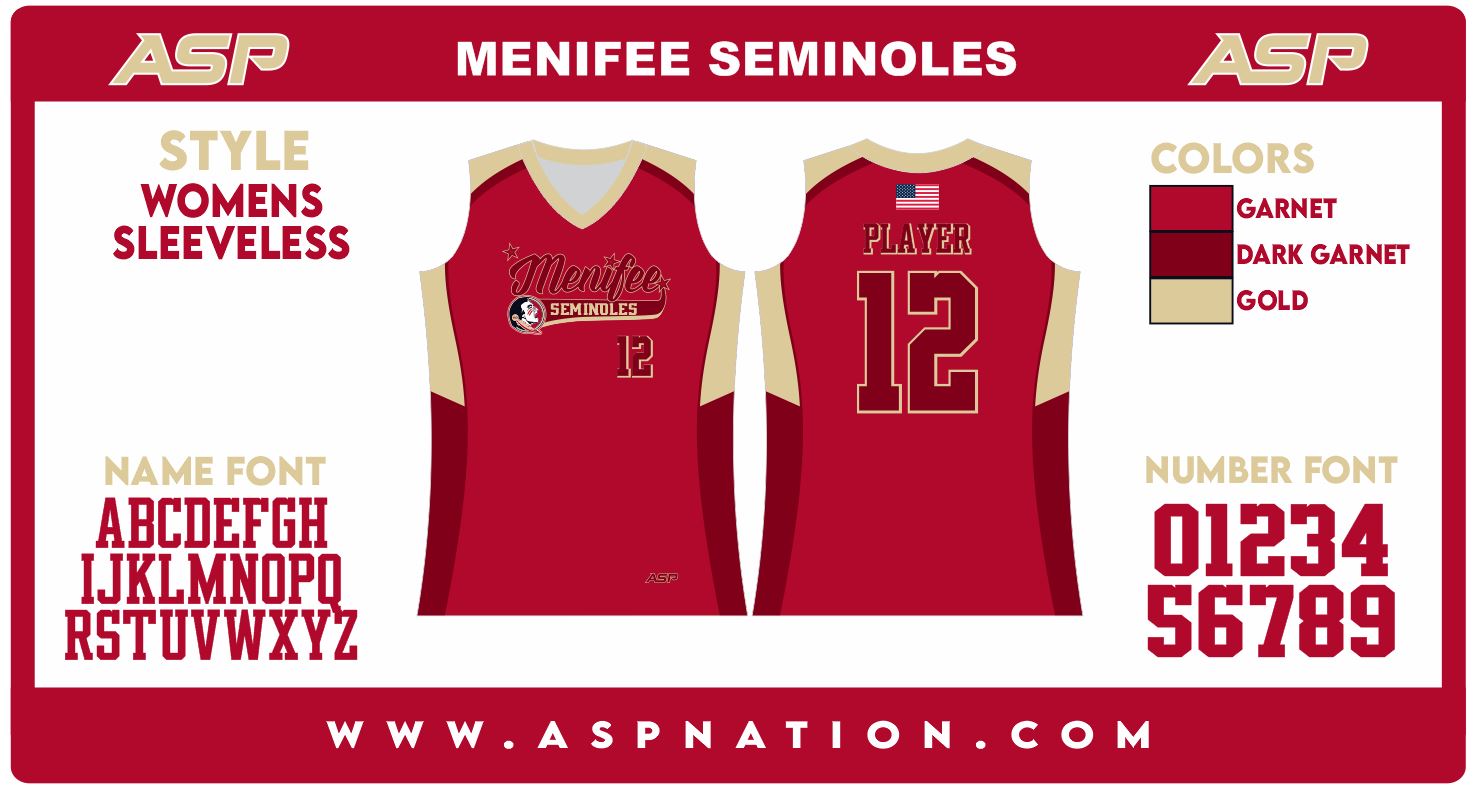 Menifee Seminoles Fastpitch Womens/Girls Full Sublimation Uniform Sleeveless