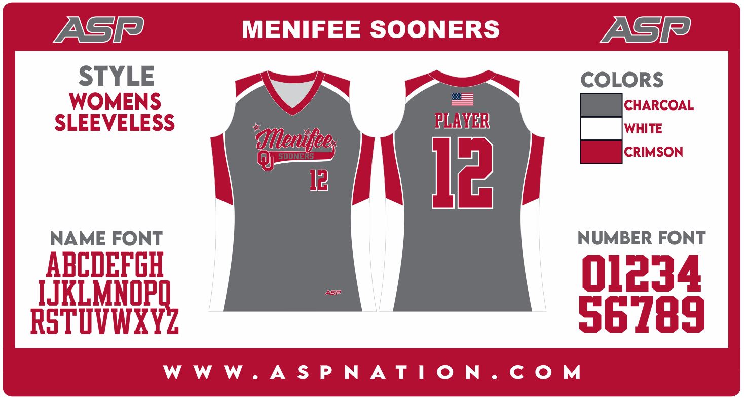 Menifee Sooners Fastpitch Womens/Girls Full Sublimation Uniform Sleeveless