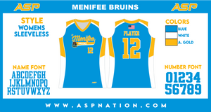 Menifee Bruins Fastpitch Womens/Girls Full Sublimation Uniform Sleeveless