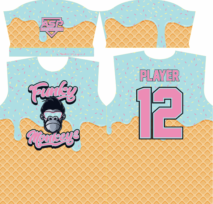 Funky Monkeys Baseball Mens/Boys Full Sublimation Short Sleeve