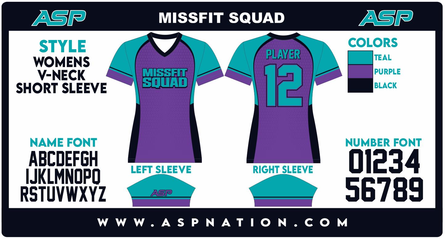 Missfit Squad Fastpitch Womens/Girls Full Sublimation Uniform Short Sleeve