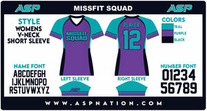 Missfit Squad Fastpitch Womens/Girls Full Sublimation Uniform Short Sleeve