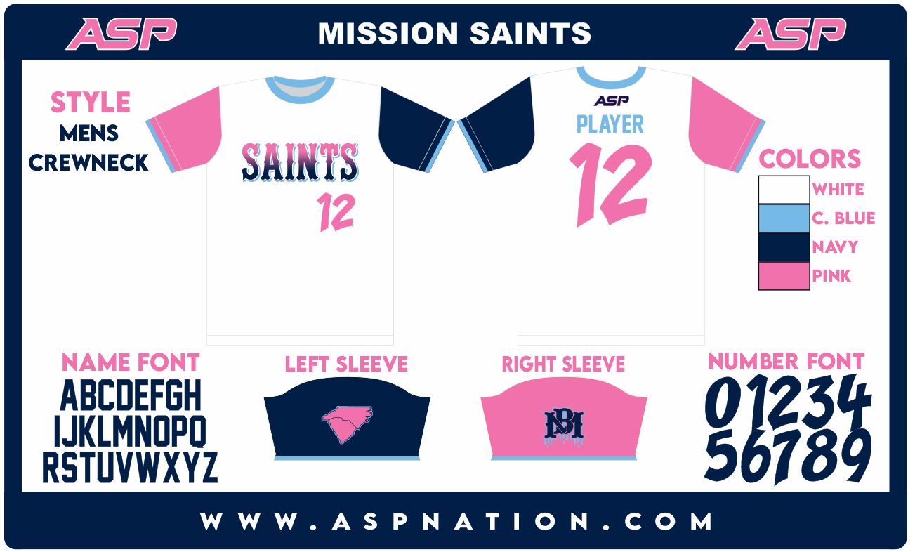 Mission Saints Baseball Mens/Boys Full Sublimation Uniform Short Sleeve