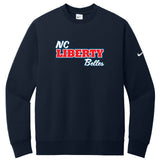 NC Liberty Belles Fastpitch Nike Club Fleece Sleeve Swoosh Crew