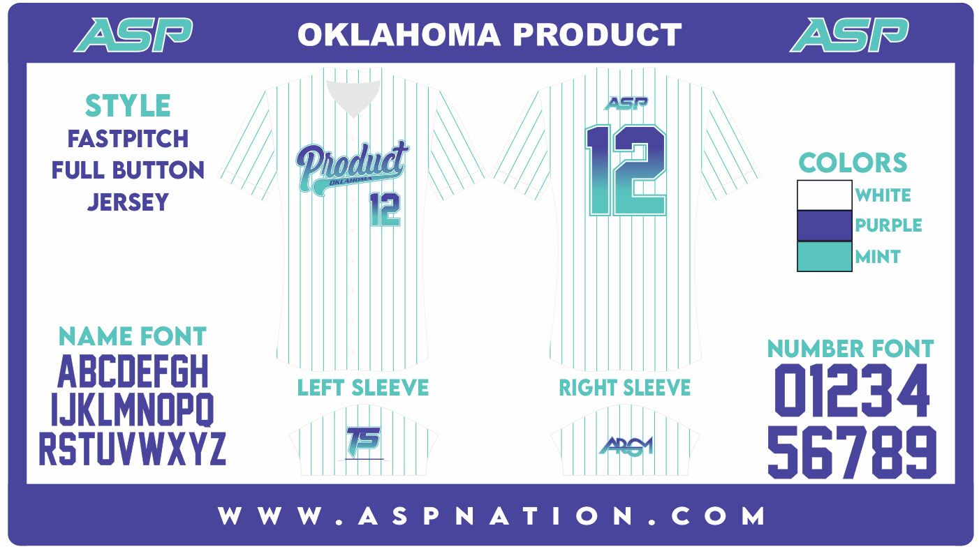 Oklahoma Product Fastpitch Womens/Girls Full Button Full Sublimation Short Sleeve