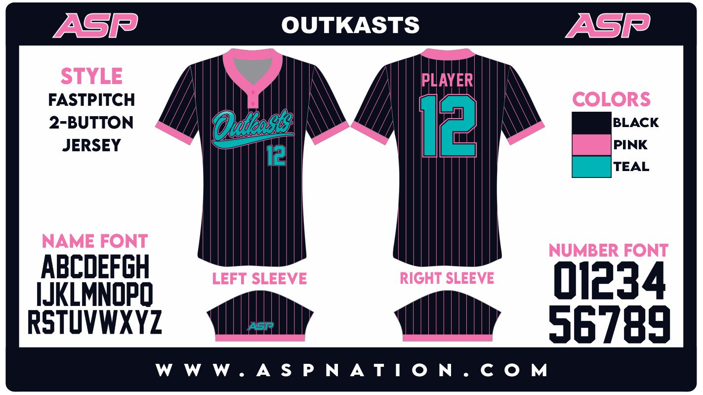 Outkasts Fastpitch Womens/Girls Two Button Full Sublimation Short Sleeve