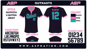 Outkasts Fastpitch Womens/Girls Two Button Full Sublimation Short Sleeve