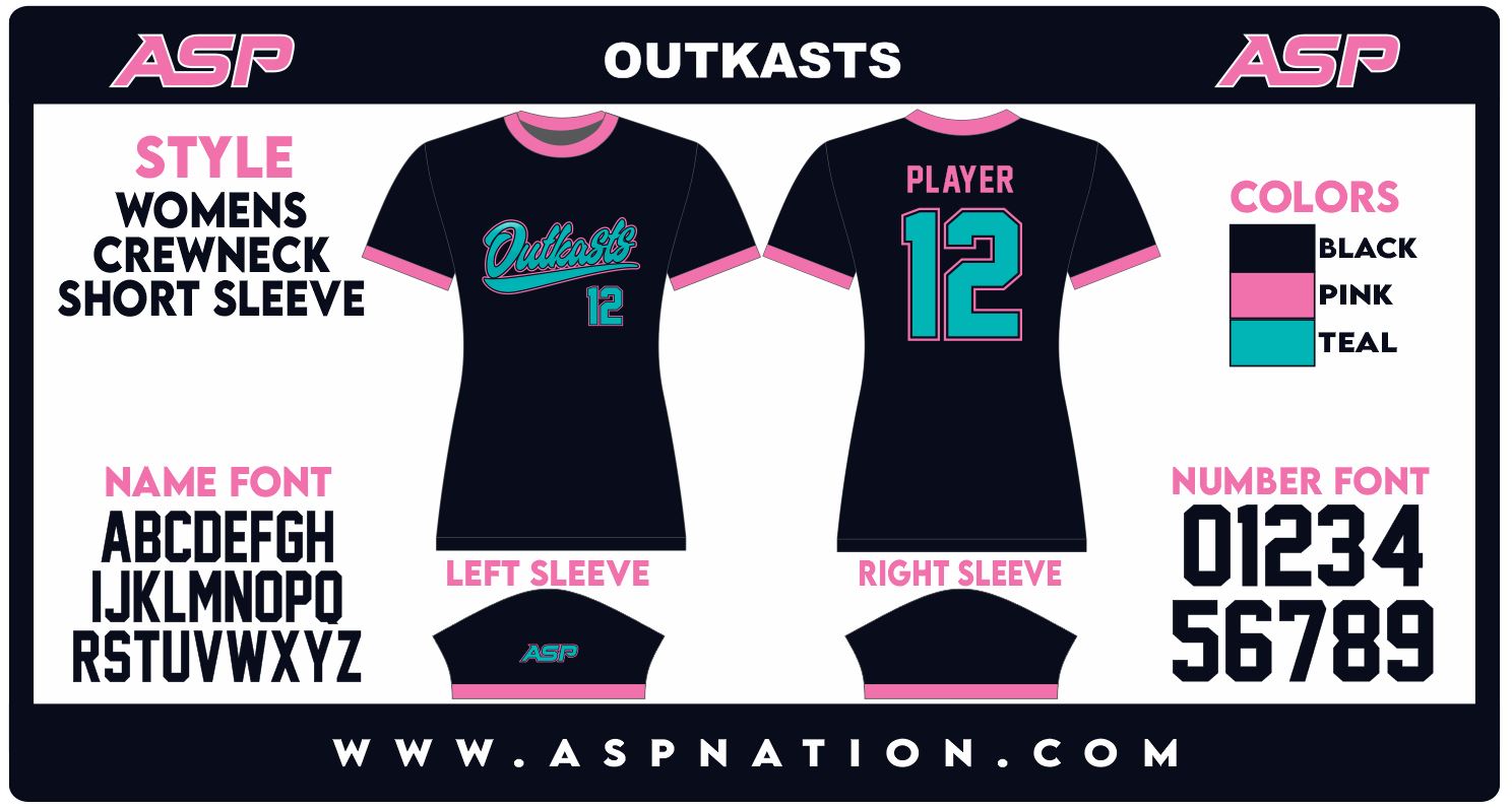 Outkasts Fastpitch Womens/Girls Full Sublimation Short Sleeve