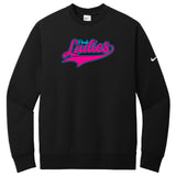 Pink Ladies Fastpitch Nike Club Fleece Sleeve Swoosh Crew