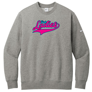 Pink Ladies Fastpitch Nike Club Fleece Sleeve Swoosh Crew