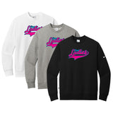 Pink Ladies Fastpitch Nike Club Fleece Sleeve Swoosh Crew