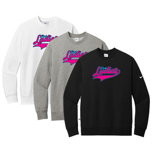 Pink Ladies Fastpitch Nike Club Fleece Sleeve Swoosh Crew