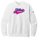 Pink Ladies Fastpitch Nike Club Fleece Sleeve Swoosh Crew