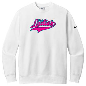 Pink Ladies Fastpitch Nike Club Fleece Sleeve Swoosh Crew