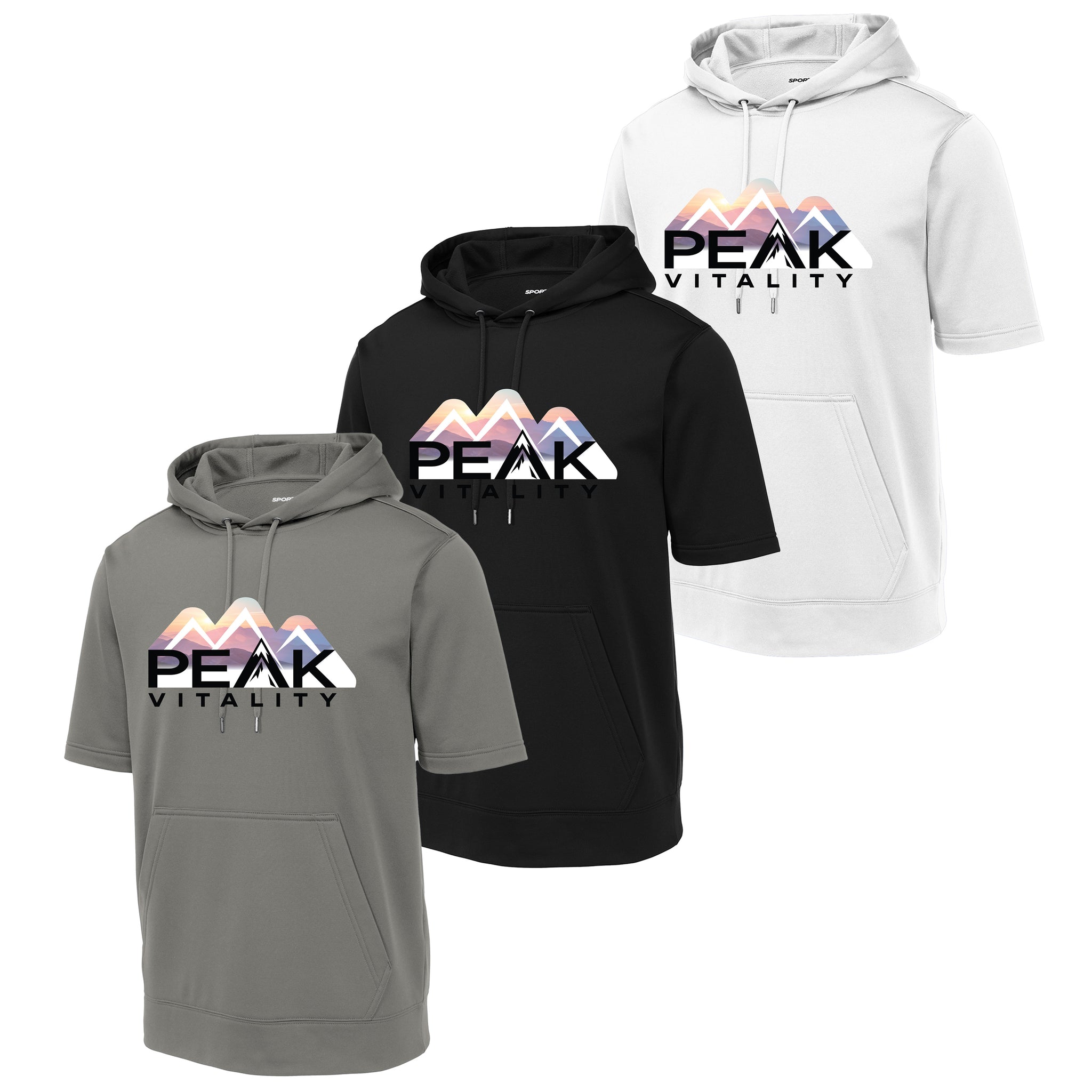 Peak Vitality Sport-Tek ® Sport-Wick ® Fleece Short Sleeve Hooded Pullover