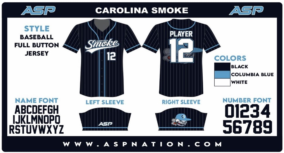 Carolina Smoke Mens/Boys Full Button Full Sublimation Short Sleeve