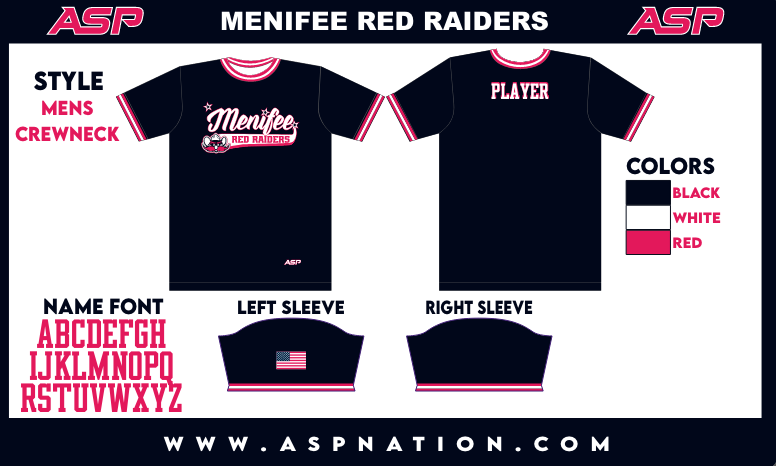 Menifee Red Raiders Fastpitch Mens/Boys Full Sublimation Uniform Short Sleeve