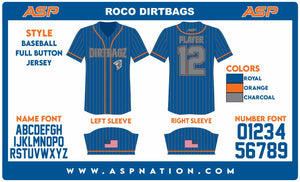 Roco Dirtbagz Baseball Mens/Boys Full Button Full Sublimation Short Sleeve