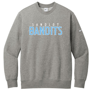 Sandlot Bandits Baseball Nike Club Fleece Sleeve Swoosh Crew