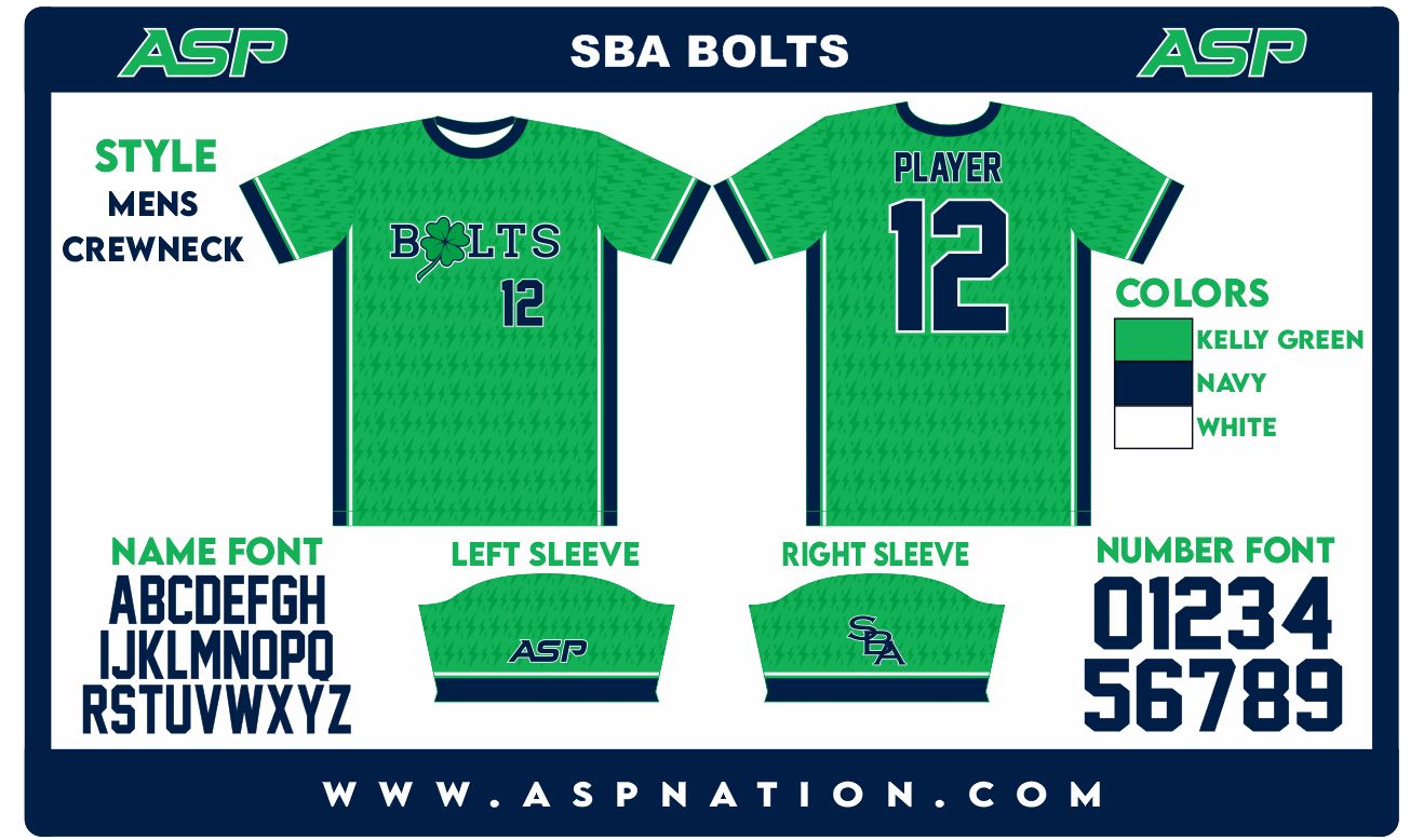 SBA Bolts Baseball Mens/Boys Full Sublimation Uniform Short Sleeve