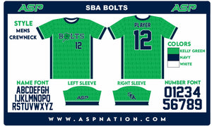 SBA Bolts Baseball Mens/Boys Full Sublimation Uniform Short Sleeve