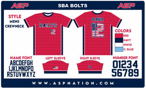 SBA Bolts Baseball Mens/Boys Full Sublimation Uniform Short Sleeve