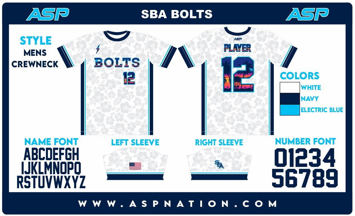 SBA Bolts Baseball Mens/Boys Full Sublimation Uniform Short Sleeve