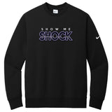 Show Me Shock Fastpitch Nike Club Fleece Sleeve Swoosh Crew