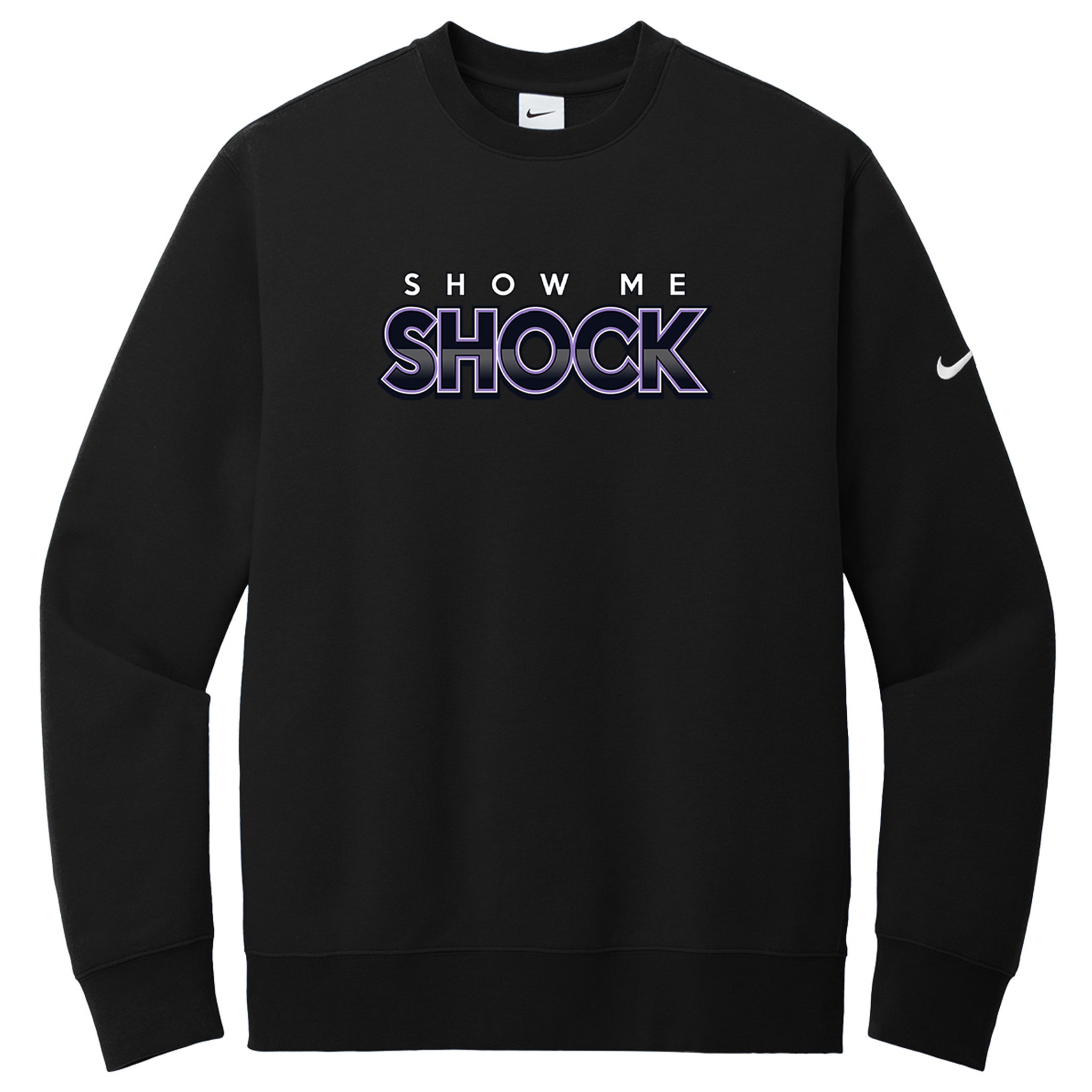 Show Me Shock Fastpitch Nike Club Fleece Sleeve Swoosh Crew