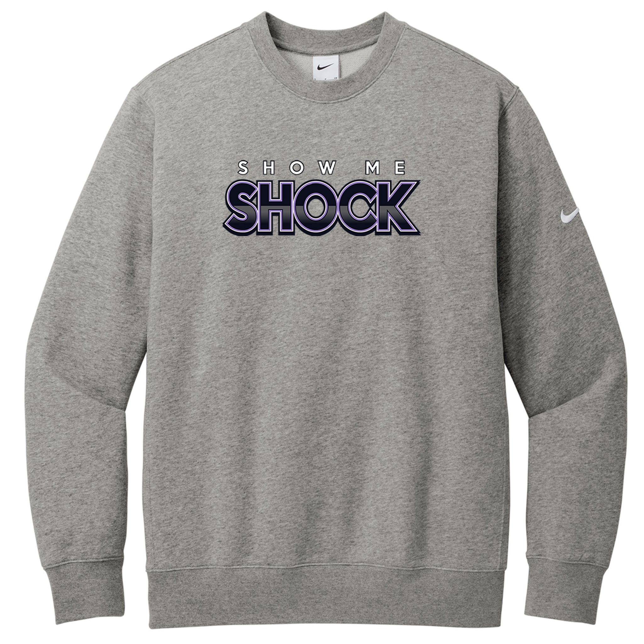 Show Me Shock Fastpitch Nike Club Fleece Sleeve Swoosh Crew