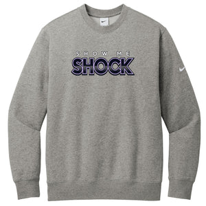 Show Me Shock Fastpitch Nike Club Fleece Sleeve Swoosh Crew