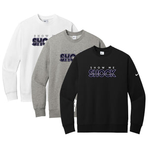 Show Me Shock Fastpitch Nike Club Fleece Sleeve Swoosh Crew