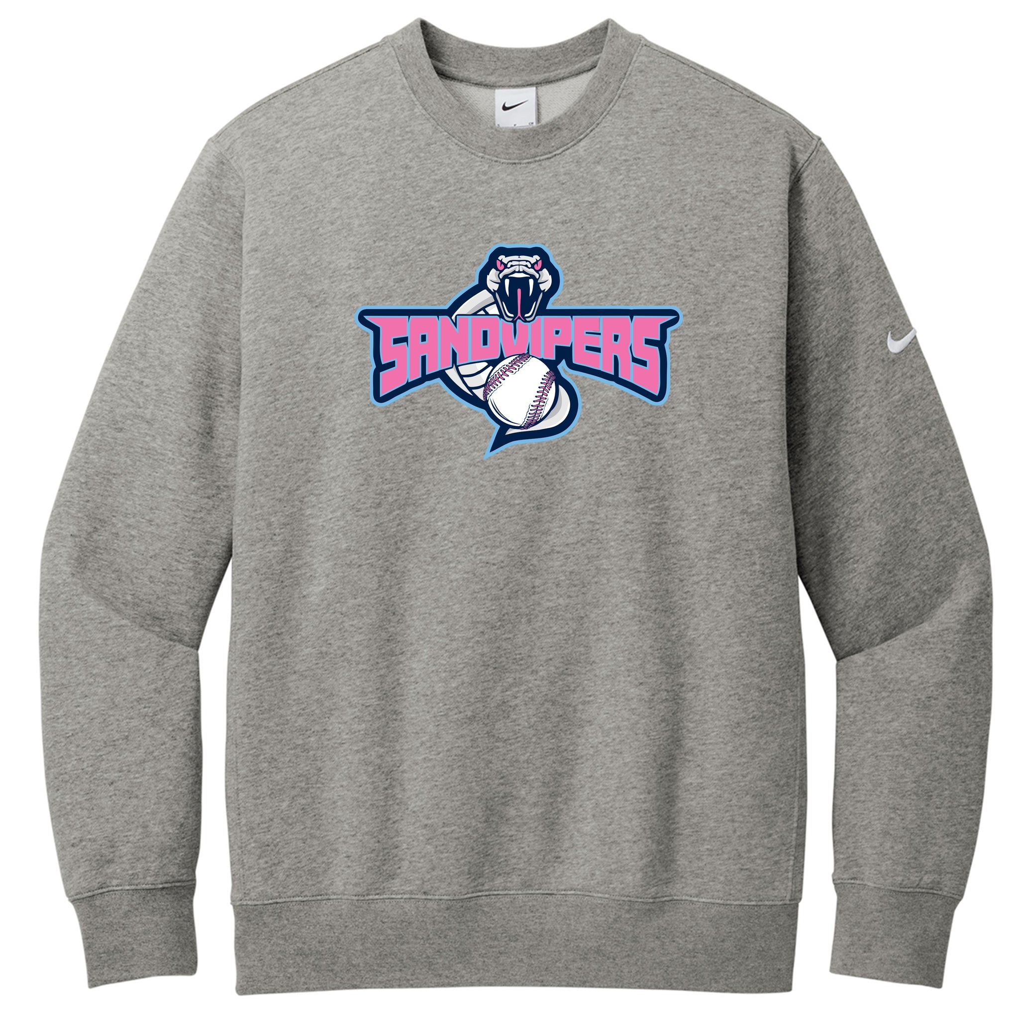 Sand Vipers Baseball Nike Club Fleece Sleeve Swoosh Crew