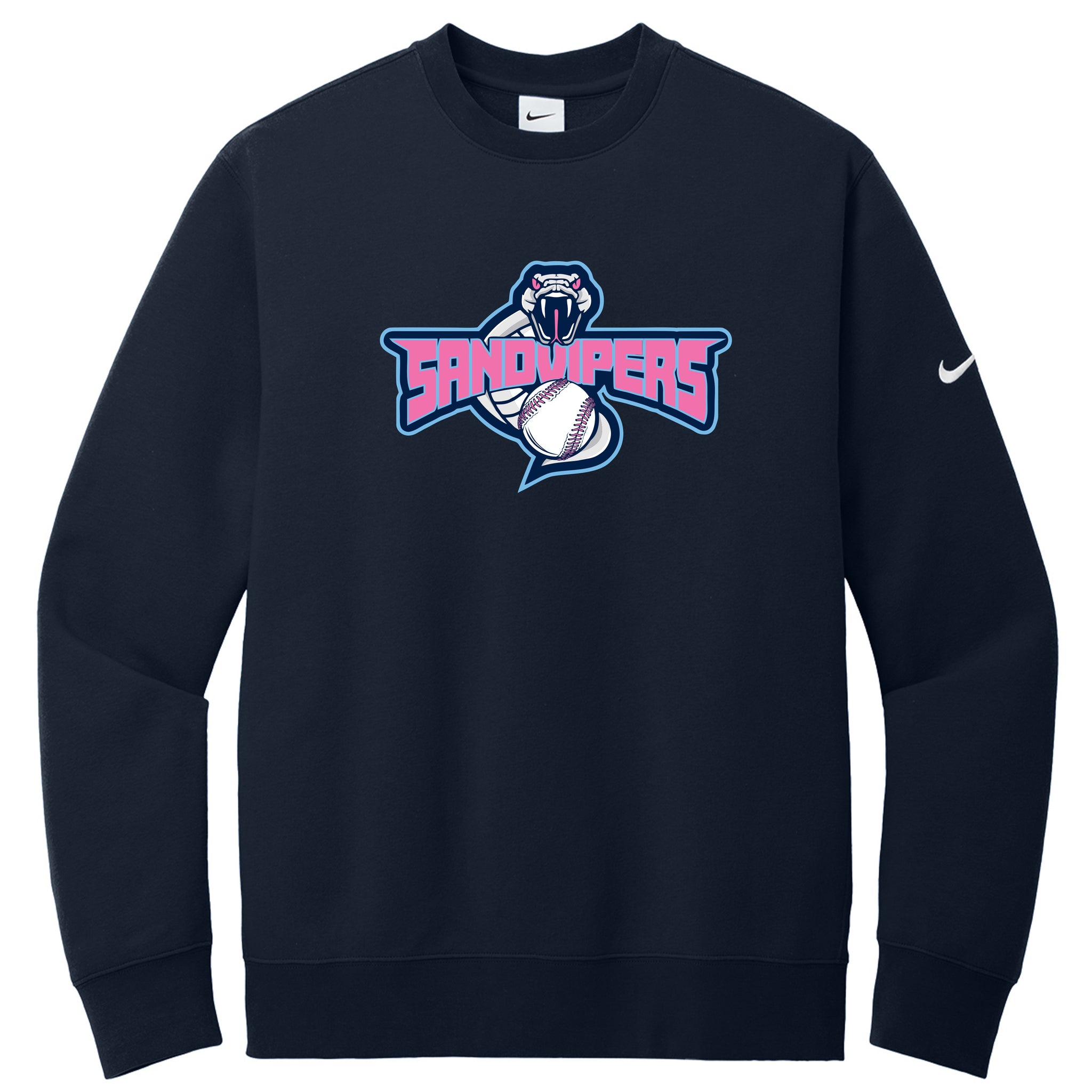 Sand Vipers Baseball Nike Club Fleece Sleeve Swoosh Crew
