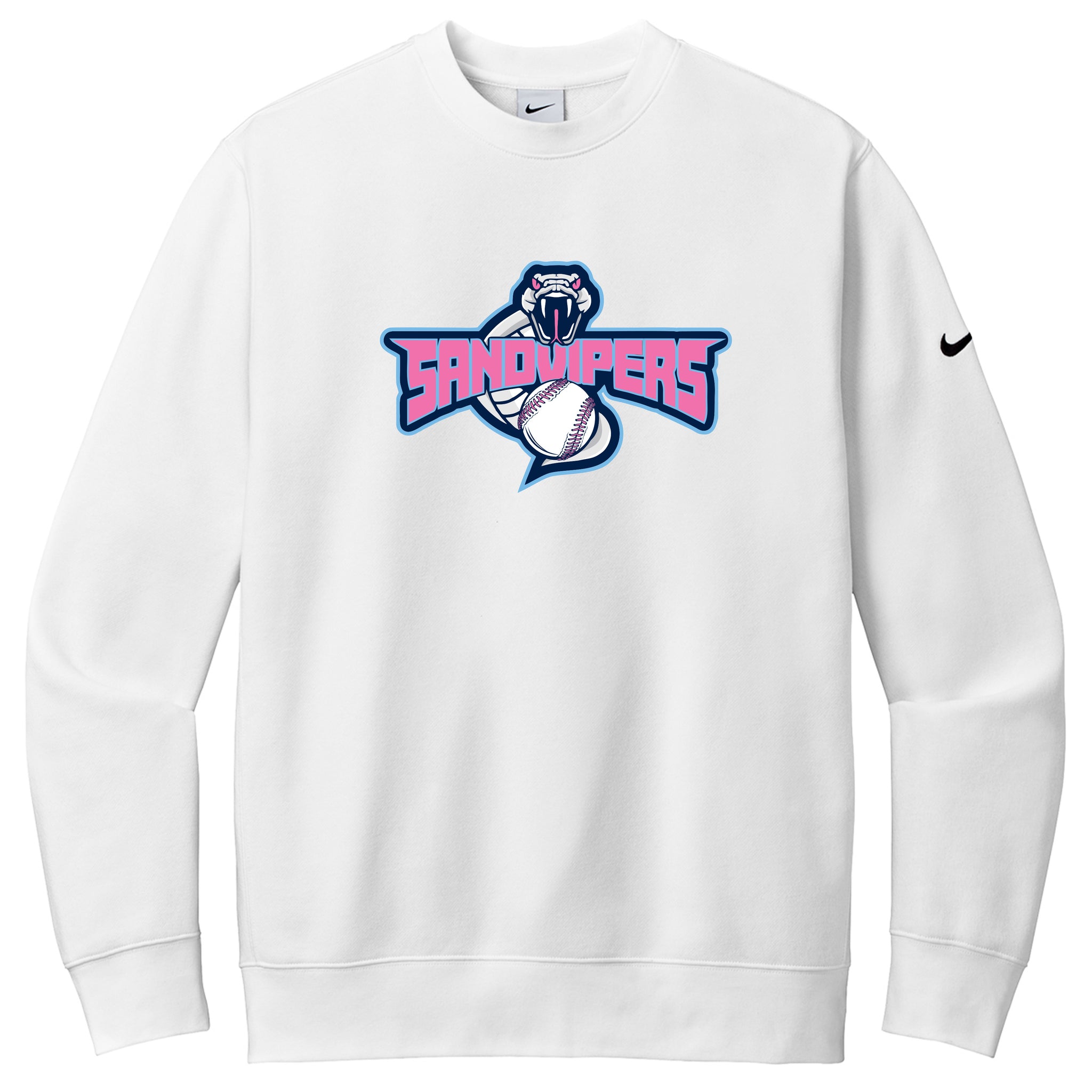 Sand Vipers Baseball Nike Club Fleece Sleeve Swoosh Crew