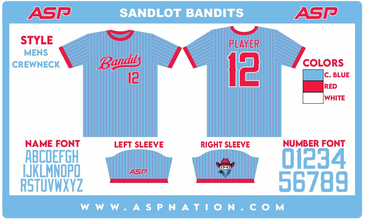 Sandlot Bandits Baseball Mens Full Sublimation Uniform Short Sleeve