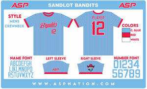 Sandlot Bandits Baseball Mens Full Sublimation Uniform Short Sleeve