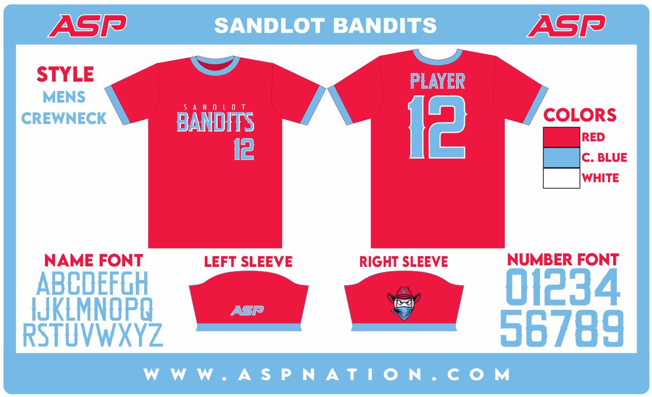 Sandlot Bandits Baseball Mens Full Sublimation Uniform Short Sleeve