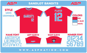 Sandlot Bandits Baseball Mens Full Sublimation Uniform Short Sleeve