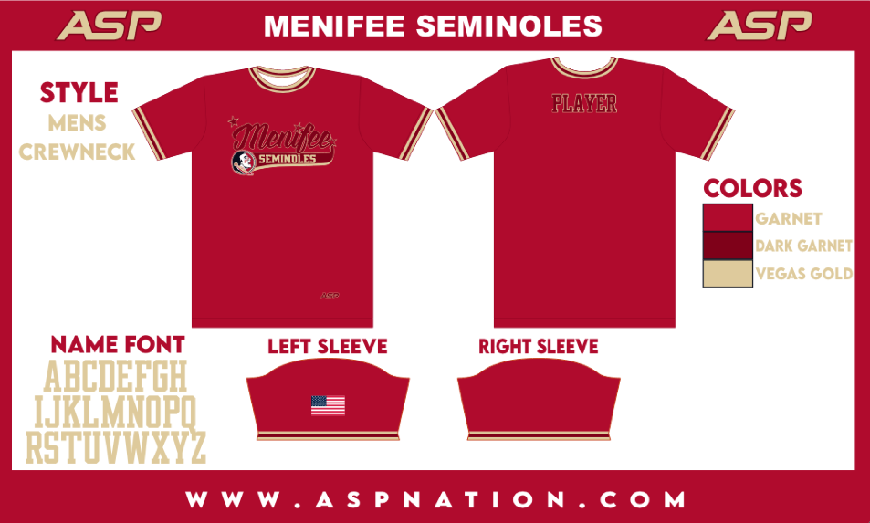 Menifee Seminoles Fastpitch Mens/Boys Full Sublimation Uniform Short Sleeve