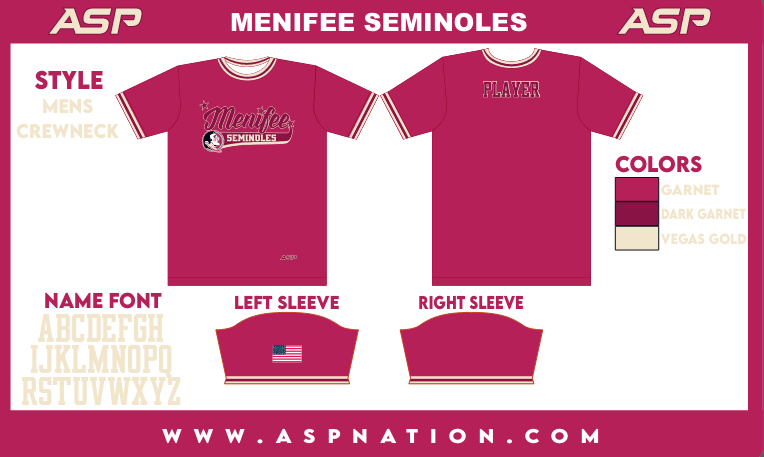 Menifee Seminoles Fastpitch Mens/Boys Full Sublimation Uniform Short Sleeve