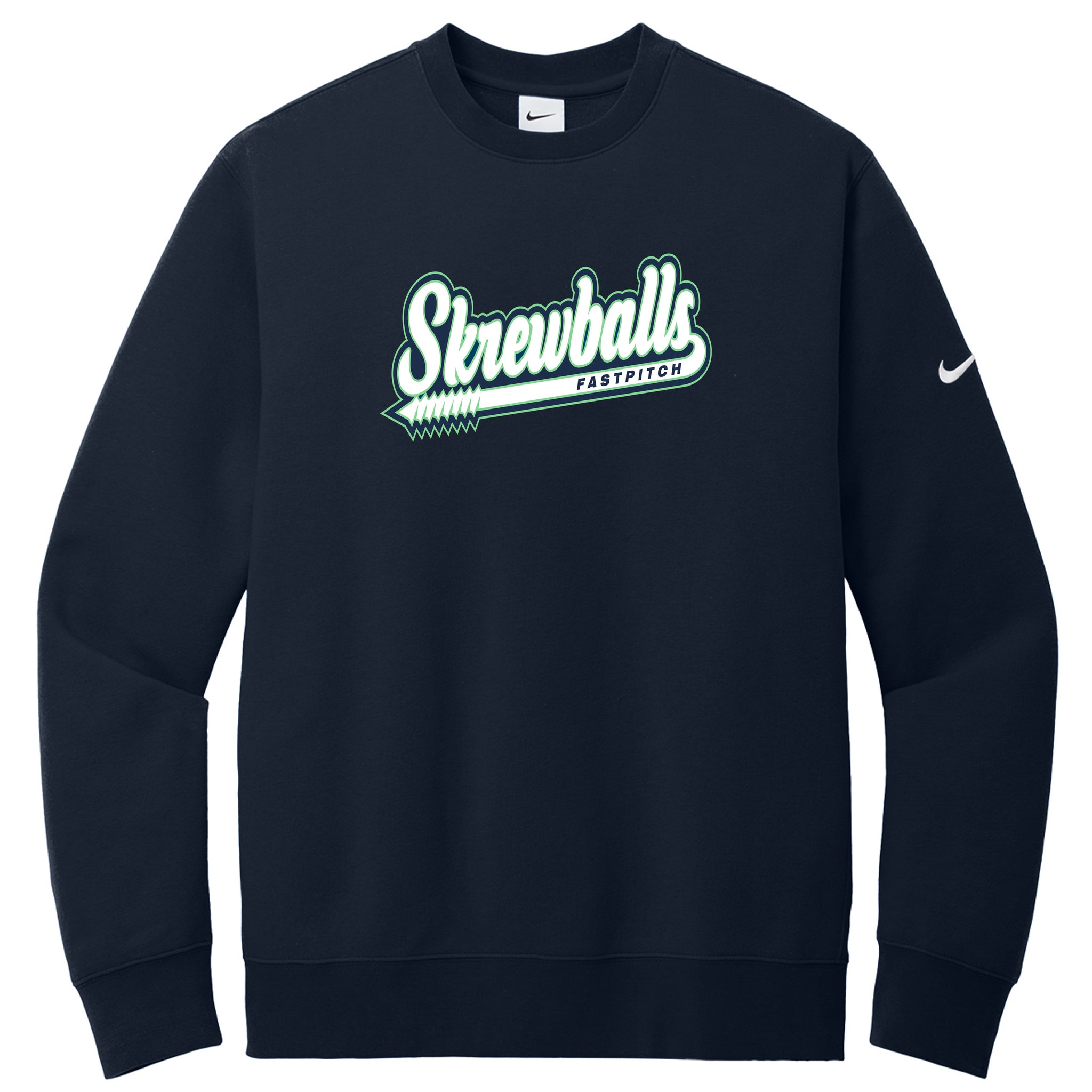 Skrewballs Fastpitch Nike Club Fleece Sleeve Swoosh Crew