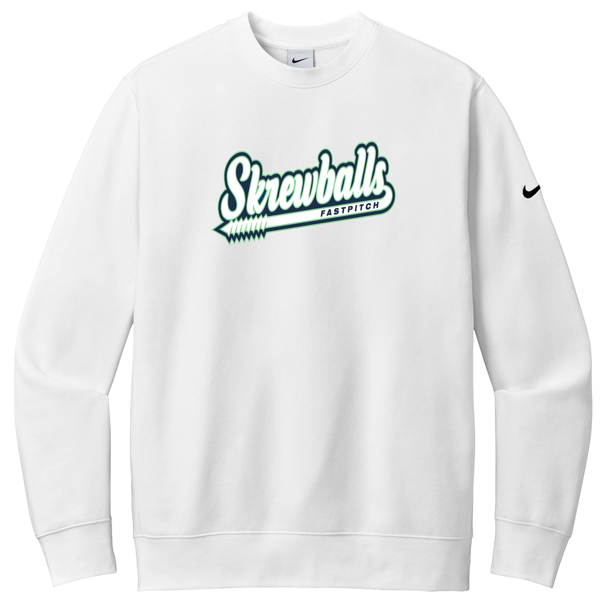 Skrewballs Fastpitch Nike Club Fleece Sleeve Swoosh Crew