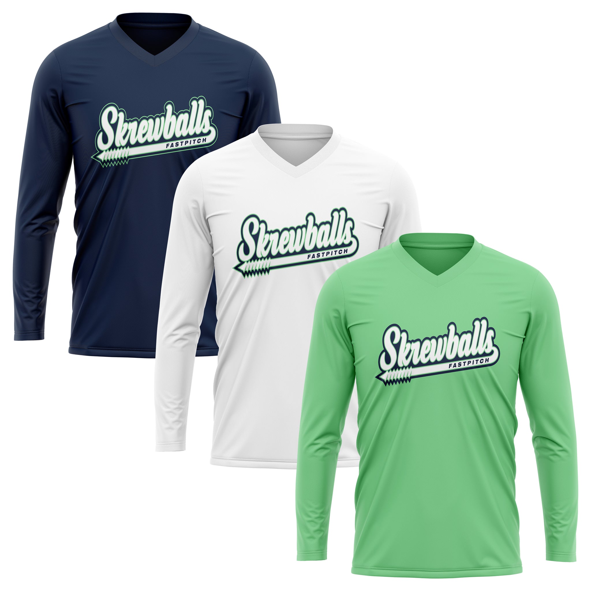 SKREWBALLS FASTPITCH WOMENS V-NECK FULL SUB LONG SLEEVE