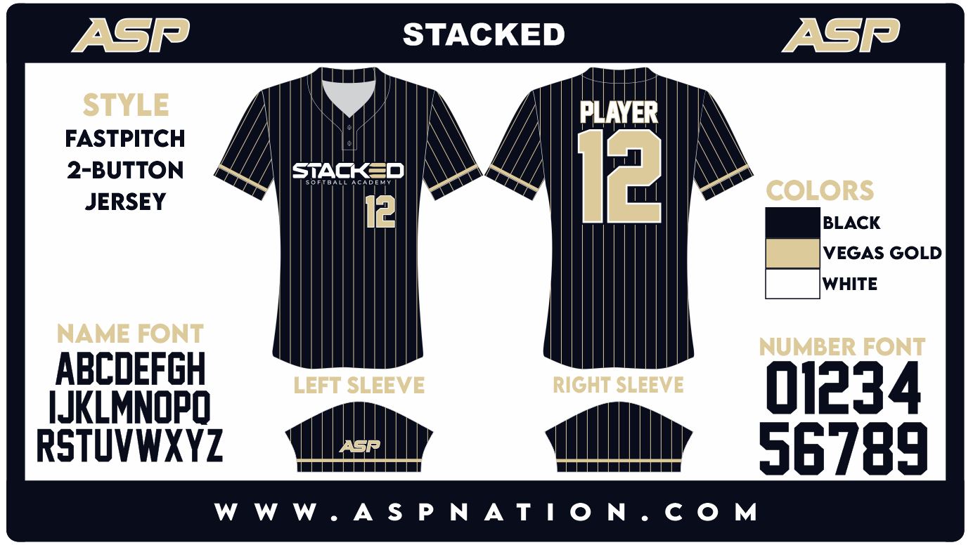 Stacked Softball Academy Womens/Girls Two Button Full Sublimation Short Sleeve