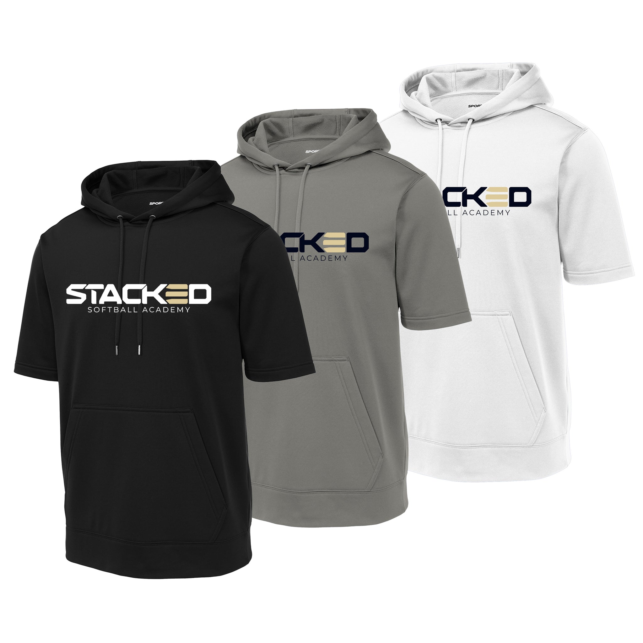 Stacked Softball Academy Sport-Tek ® Sport-Wick ® Fleece Short Sleeve Hooded Pullover