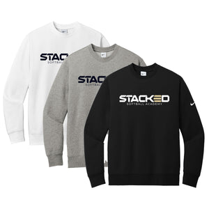 Stacked Softball Academy Nike Club Fleece Sleeve Swoosh Crew