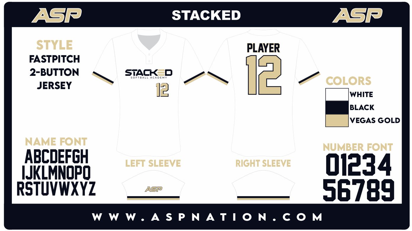 Stacked Softball Academy Womens/Girls Two Button Full Sublimation Short Sleeve