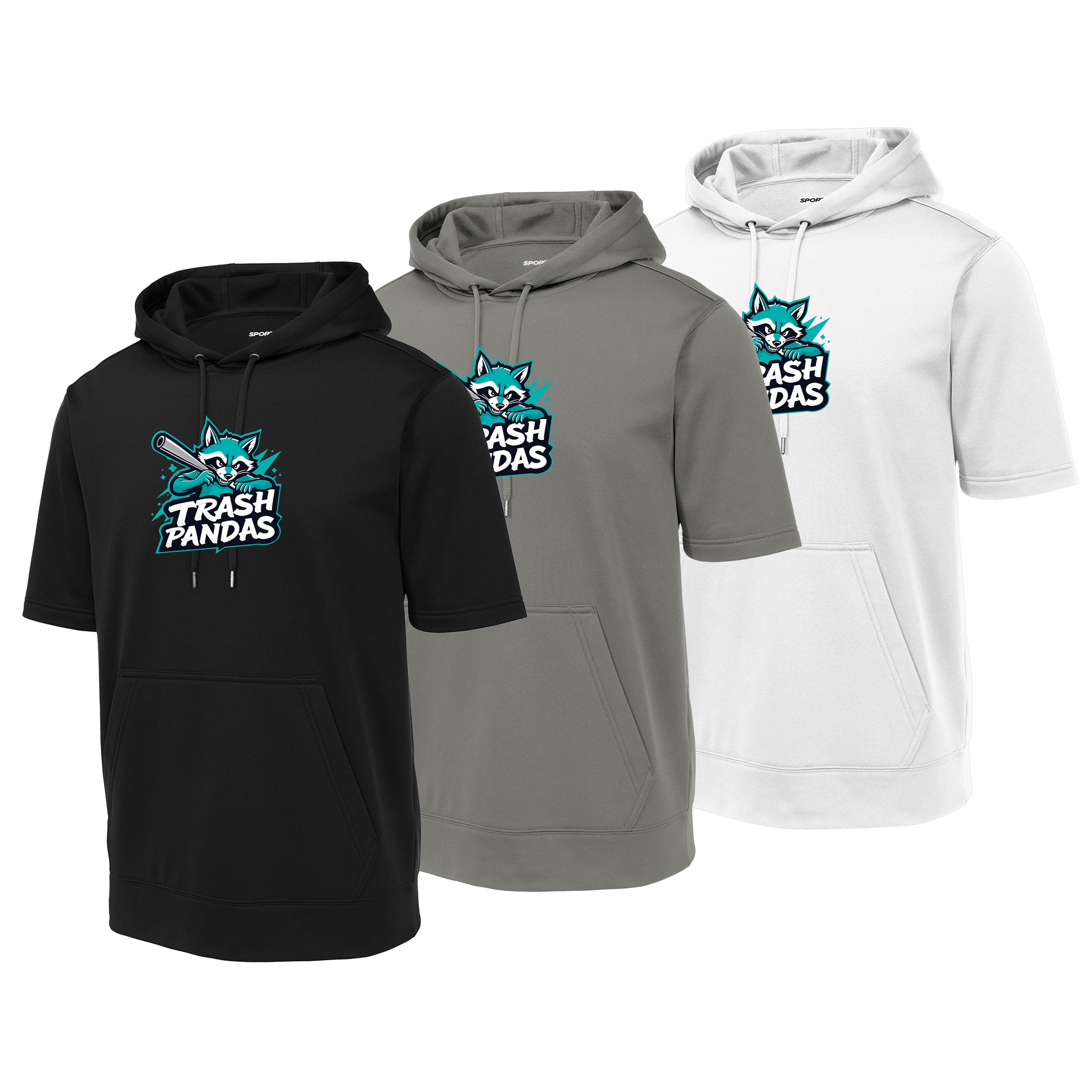 Trash Pandas Baseball Sport-Tek ® Sport-Wick ® Fleece Short Sleeve Hooded Pullover