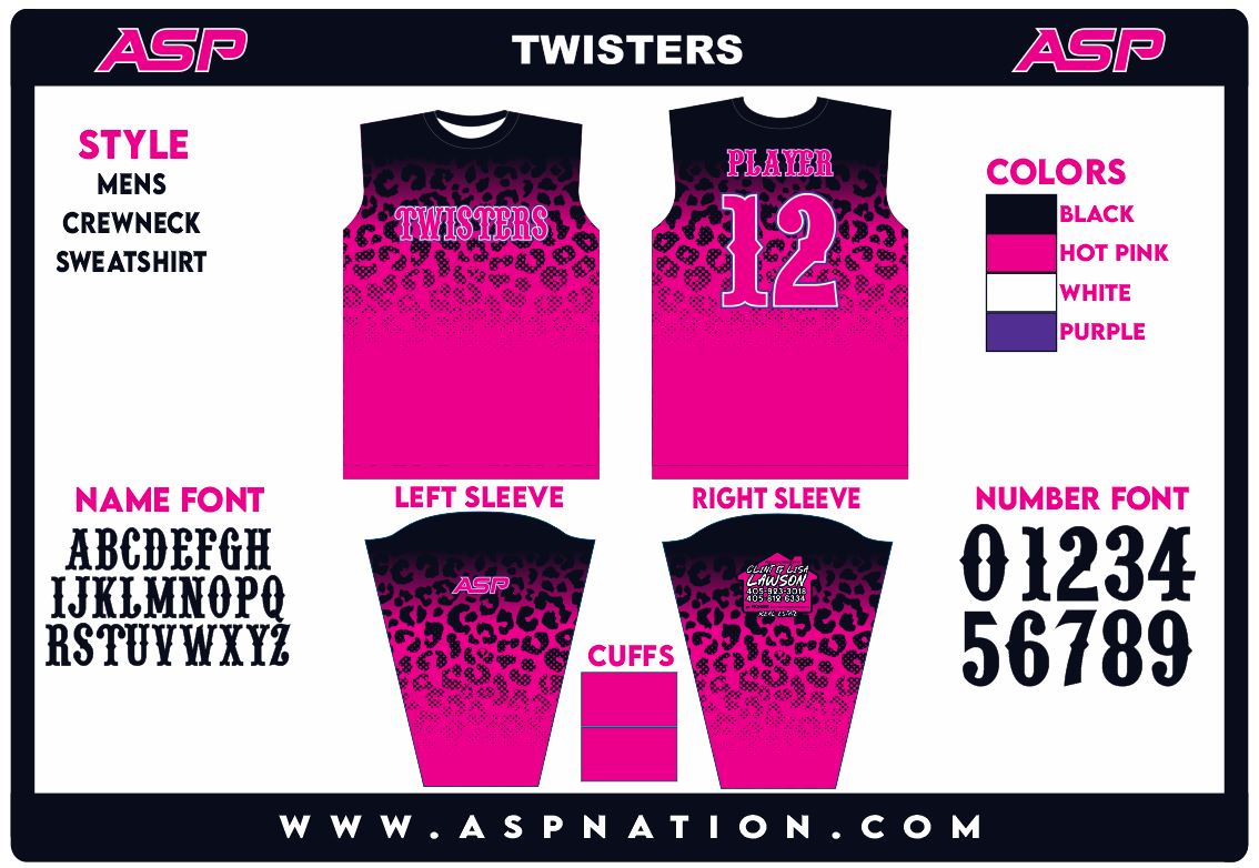 Twisters Fastpitch Mens/Boys Full Sublimation Crewneck Sweatshirt